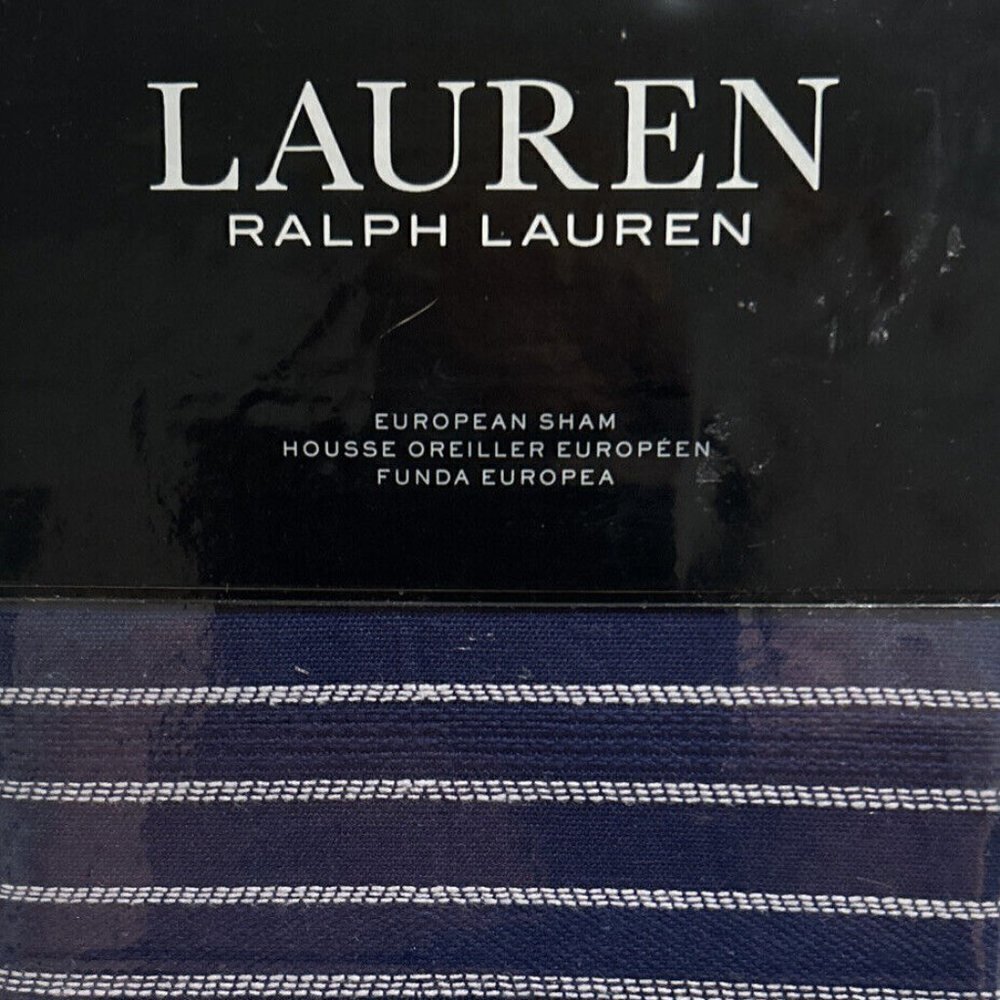 NWT - Ralph Lauren Home Blue and White Shelbourne Euro Sham - Picture 4 of 7
